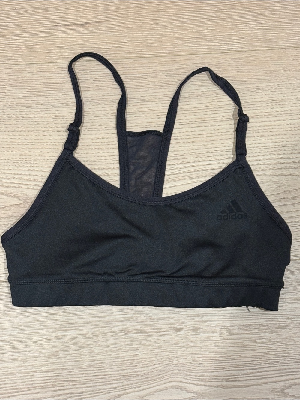 adidas juniors small Black Racerback Adjustable-Strap Sports Bra